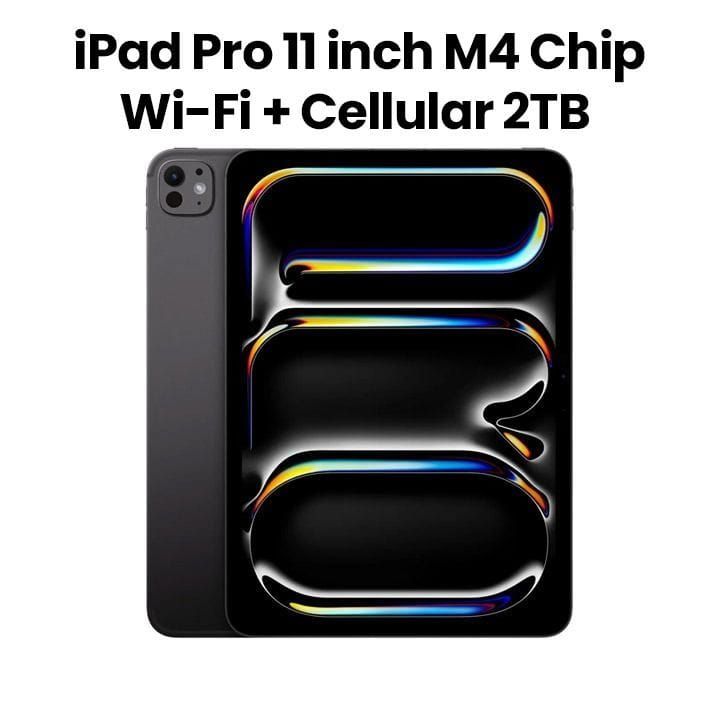 Apple Wi-Fi + Cellular iPad Pro 2TB Storage 11 Inch, M4 Chip, Ultra Retina XDR Display, Lightweight Design, Nano-Texture Glass - Space Black - MWRR3AB/A