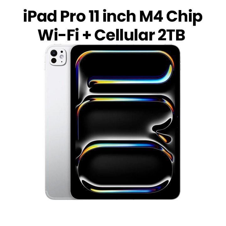 Apple Wi-Fi + Cellular iPad Pro 2TB Storage 11 Inch, M4 Chip, Ultra Retina XDR Display, Thin And Lightweight Design, Standard Glass - Silver - MVW83AB/A