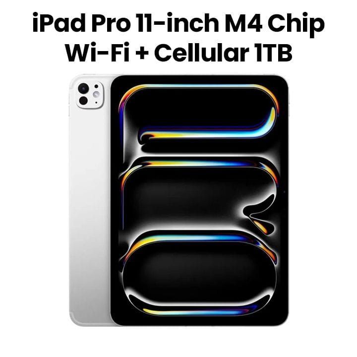 Apple Wi-Fi + Cellular iPad Pro 1TB Storage 11 Inch, M4 Chip, Ultra Retina XDR Display, Thin And Lightweight Design - Silver - MVW53AB/A