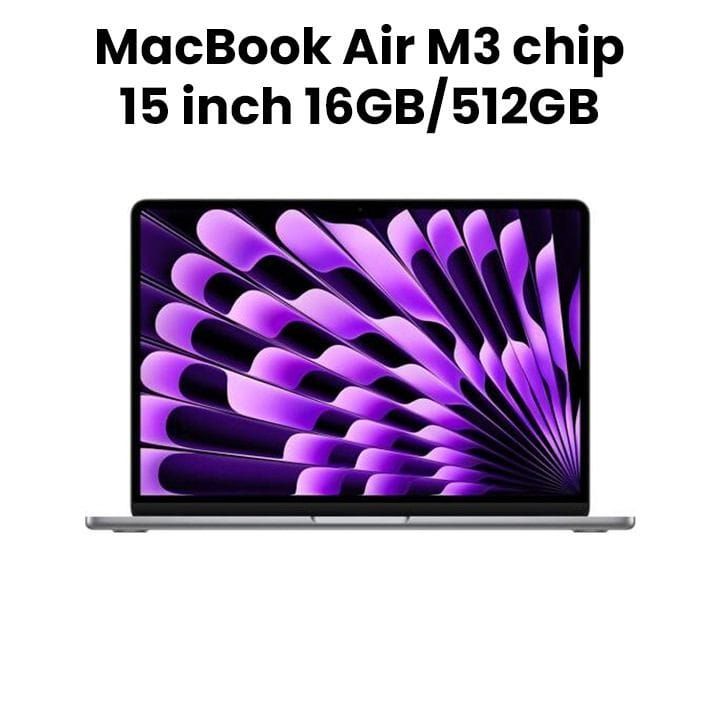 آبل ماك بوك إير 15.3 بوصة شريحة M3 معالج GPU 10 نوى، 16 جيجابايت رام، 512 جيجابايت SSD (إنجليزي) - رمادي فضائي | MXD13ZS/A