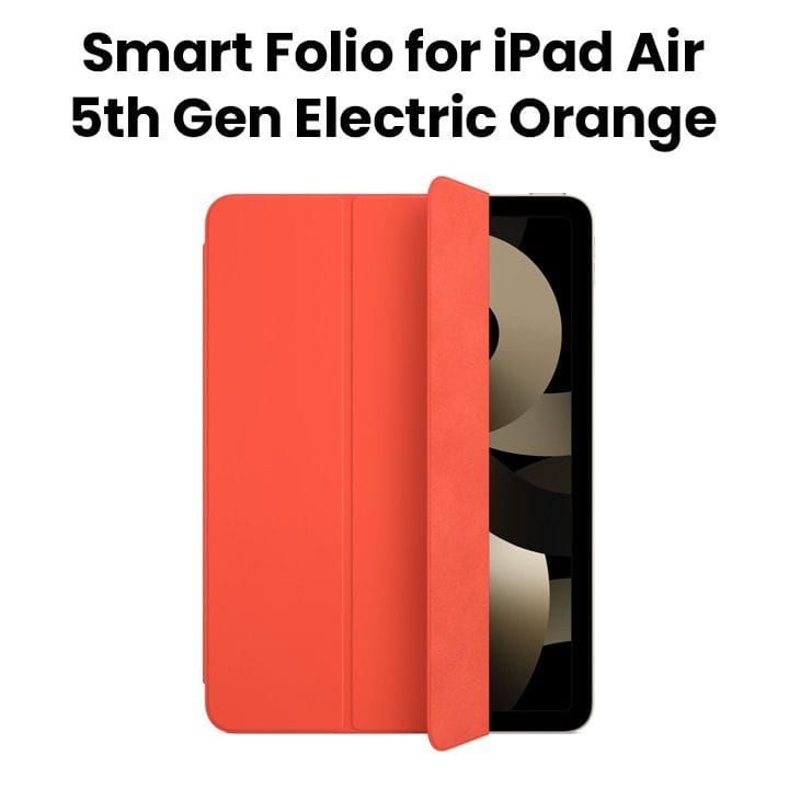 Apple Smart Polyurethane Folio Case For iPad Air (4th And 5th Gen) 10.9 Inch, Versatile Stand, Convenient Function, Durable Build - Electric Orange - MJM23ZM/A