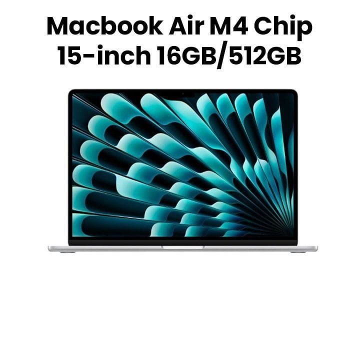 Apple MacBook Air 16GB RAM 512GB SSD 15 Inch, M4 Chip, 10-Core CPU And 10-Core GPU, Liquid Retina Display - Silver - MW1H3AB/A
