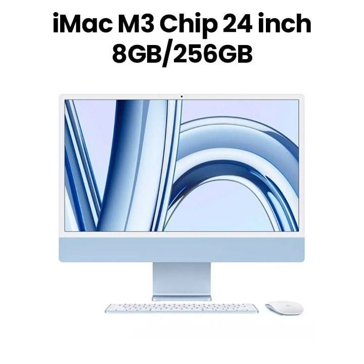 Apple iMac 8GB RAM 256GB SSD 24 Inch, M3 Chip, 8-Core CPU And 8-Core GPU, 4.5K Retina Display, 1080p FaceTime HD Camera - Blue - MQRC3ZS/A