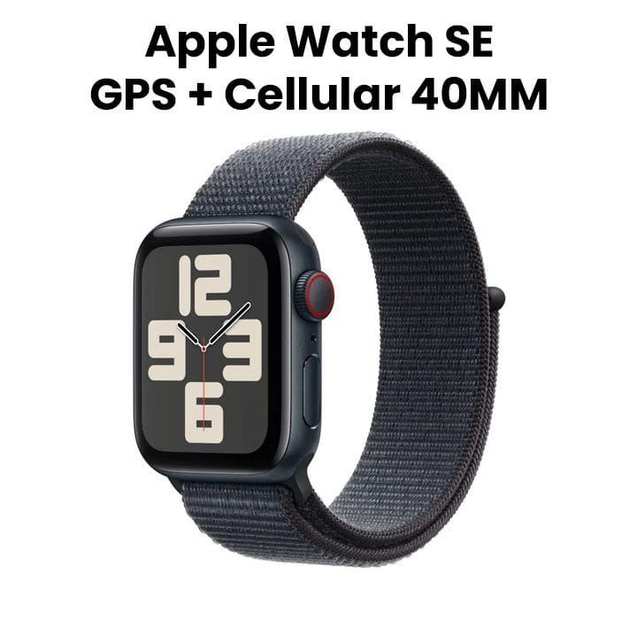 ساعة ابل SE GPS + خلوي 40 مم - هيكل المنيوم منتصف الليل مع حزام رياضي حبر | MXGA3QA/A