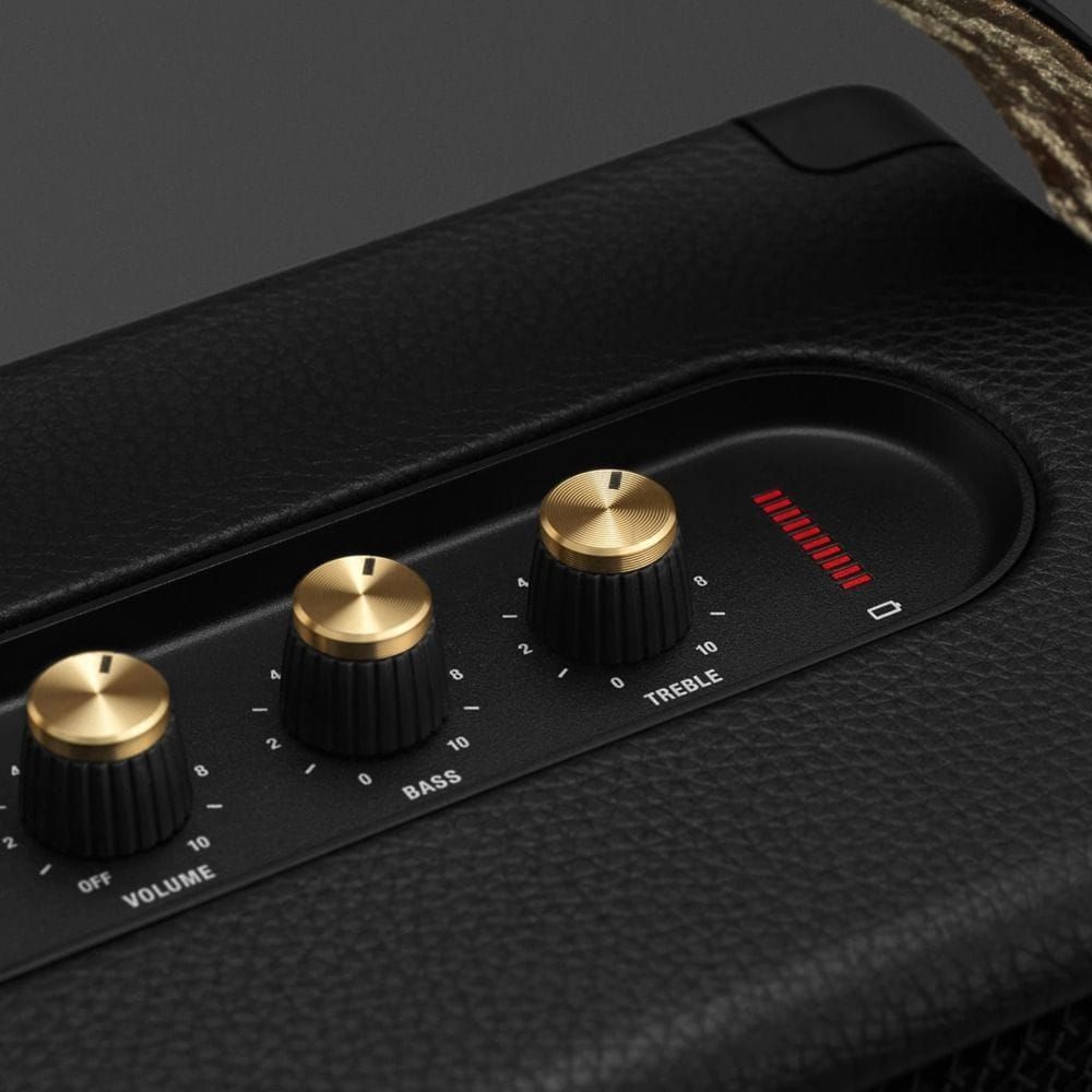 Marshall Kilburn II Portable Bluetooth Speaker 36W Stereo Sound aptX Bluetooth 20+ Hours Playtime IPX2 Water Resistant Quick Charge | Black & Brass-1006129