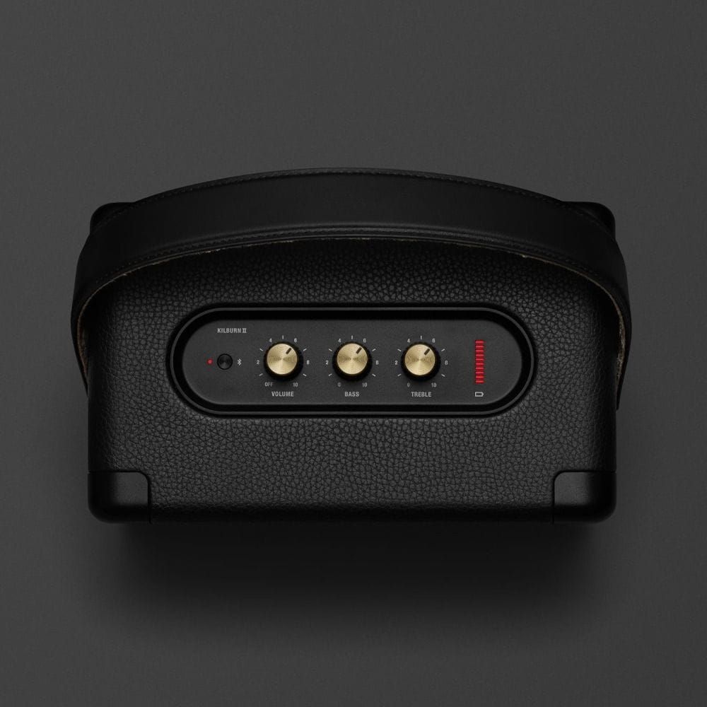 Marshall Kilburn II Portable Bluetooth Speaker 36W Stereo Sound aptX Bluetooth 20+ Hours Playtime IPX2 Water Resistant Quick Charge | Black & Brass-1006129