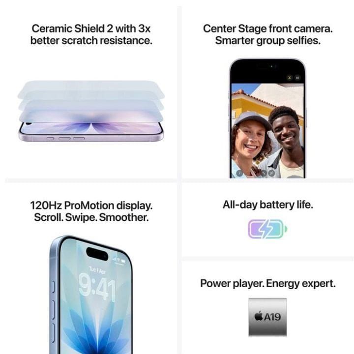 Apple iPhone 17 8GB RAM 512GB Storage 6.3 Inch, Super Retina XDR, 5G Connectivity, All-Day Battery Life - Lavender - MG6G4AH/A