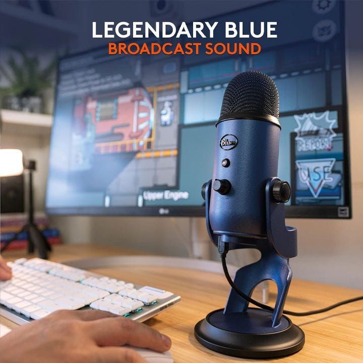 لوجيتك جي إضاءة ليترا بيم للألعاب بدون RGB مع مايكروفون بلو ييتي يو إس بي للألعاب لون أزرق