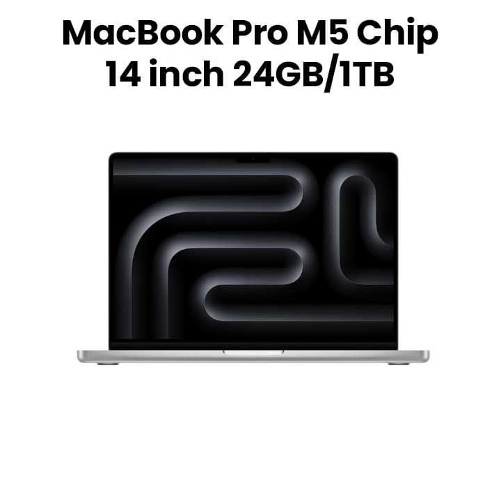 Apple MacBook Pro 24GB RAM 1TB SSD 14 Inch, M5 Chip, 10-Core CPU and 10-Core GPU, Liquid Retina XDR Display - Silver - MDE64AB/A