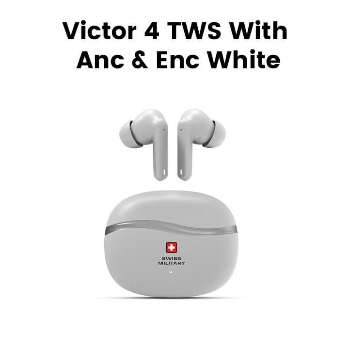 Swiss Military Victor 8 True Wireless Earbuds – White |SM-VICTOR8-ANC-WL