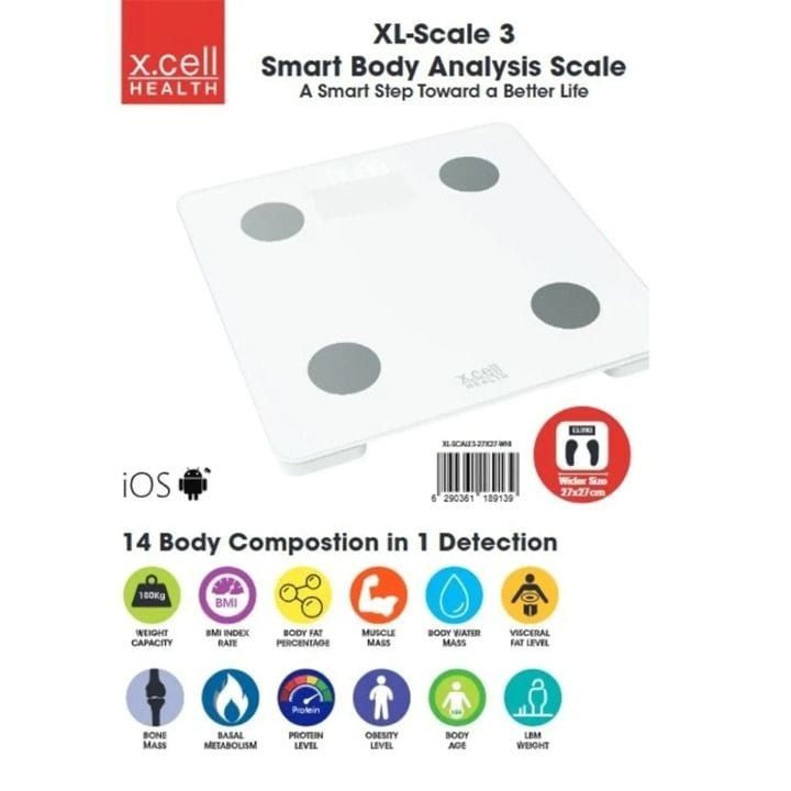 Xcell 27x27 cm Bathroom Weighing – White | Model XL-SCALE3-27X27