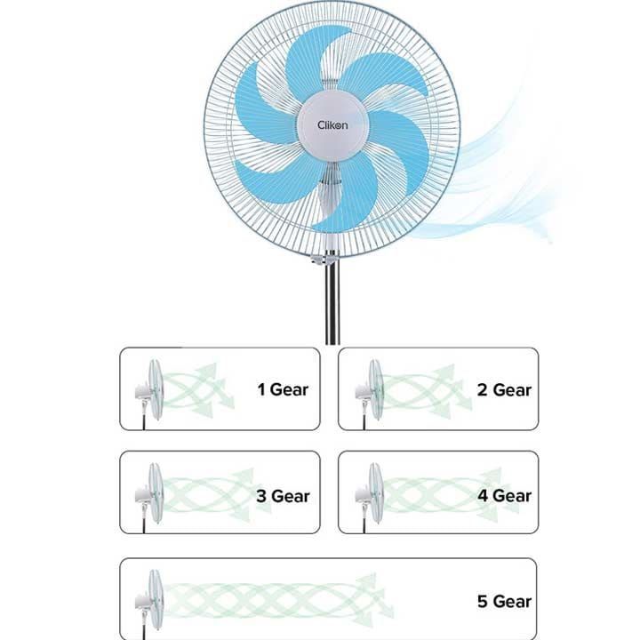 Clikon Rechargeable Fan 16″ – White with Blue |CK2056