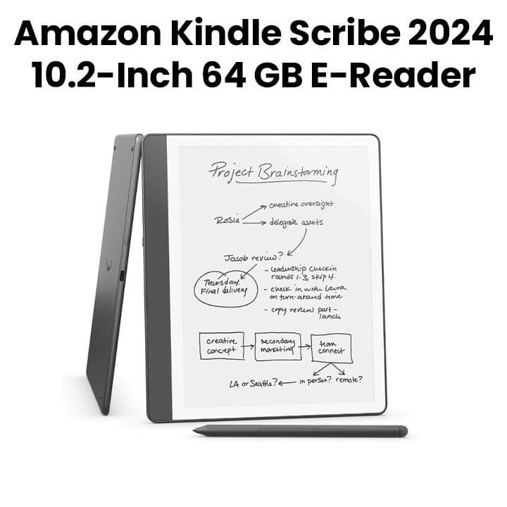 جهاز قراءة إلكترونية أمازون كيندل سكرايب 2024 مقاس 10.2 بوصة سعة 64 جيجابايت مع قلم بريميوم – رمادي تنغستن | B0CZ9T8H8N