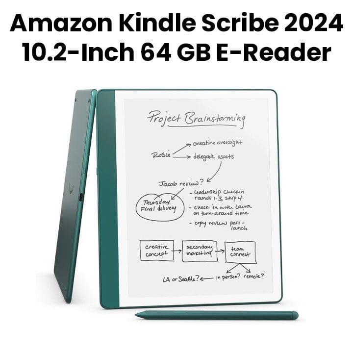 جهاز قراءة إلكترونية أمازون كيندل سكرايب 2024 مقاس 10.2 بوصة سعة 64 جيجابايت مع قلم بريميوم – معدني يشم | B0CZ9TBL1H