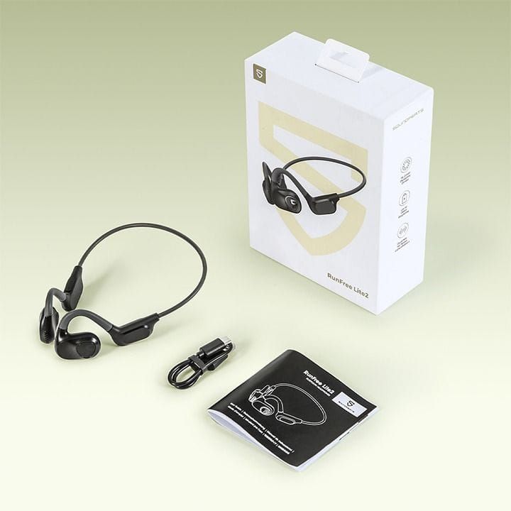 SoundPEATS RunFree Lite 2 Open-Ear Air Conduction Headphones BT 5.3, 15H Playtime – Black | RunFree Lite 2 Black