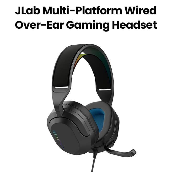 JLab Multi-Platform Wired Over-Ear Gaming Headset with Flip-Up Boom Mic 3.5mm – Black | GHNHTFALLRBLK4