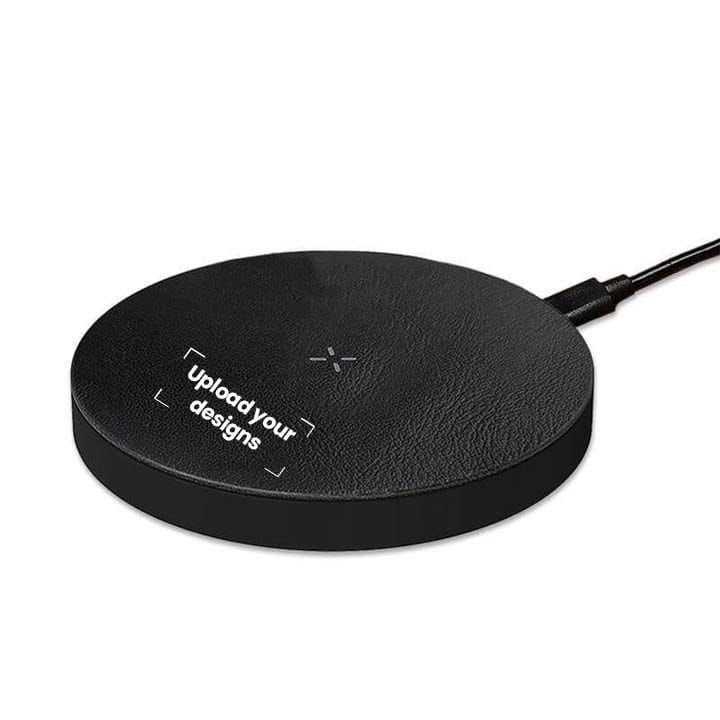 Personalized Recycled Leather 15W Wireless Charger – Fast 15W Qi Charging, Anti-Slip Surface, LED Indicator, Wide Device Compatibility – Black
