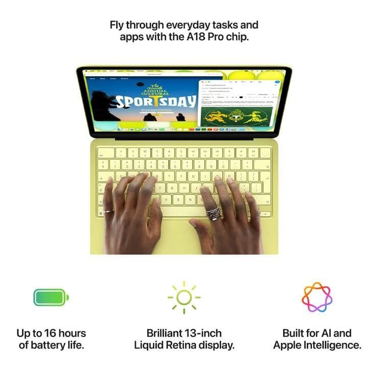 Apple MacBook Neo 13" Laptop – A18 Pro Chip, 6-Core CPU, 5-Core GPU, Liquid Retina Display, 8GB RAM, 512GB SSD, Touch ID | Indigo – MHFG4AB/A