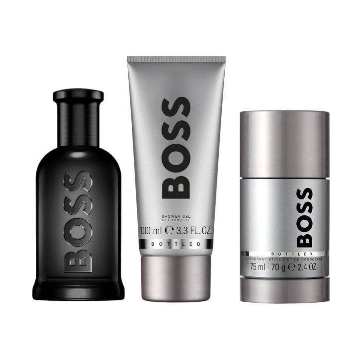 Hugo Boss Bottled Parfum Gift Set for Men 100ml – Mandarin, Olibanum, Orris & Cedarwood Intense Woody Amber Fragrance