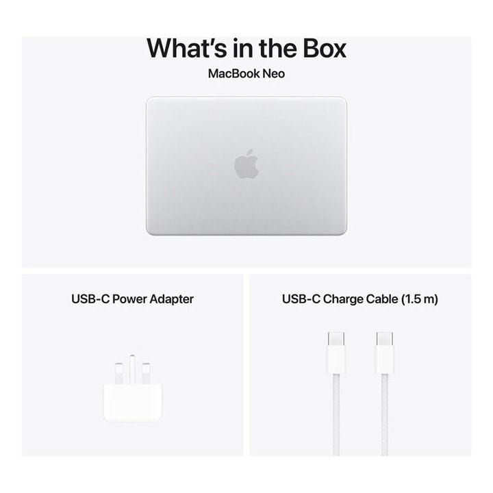 Apple MacBook Neo 13" 8GB/512GB Laptop – A18 Pro Chip, English/Arabic Keyboard,6-Core CPU, 5-Core GPU, Liquid Retina Display, Touch ID | Silver – MHFC4AB/A