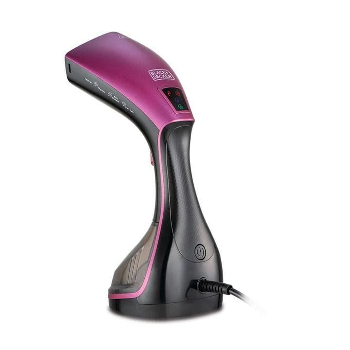 Black+Decker Digital Handheld Garment Steamer 1600W, Ceramic Soleplate, Digital LED Display, Fast Heat-Up, Removable Water Tank - Black/Purple - HSTD1600-B5