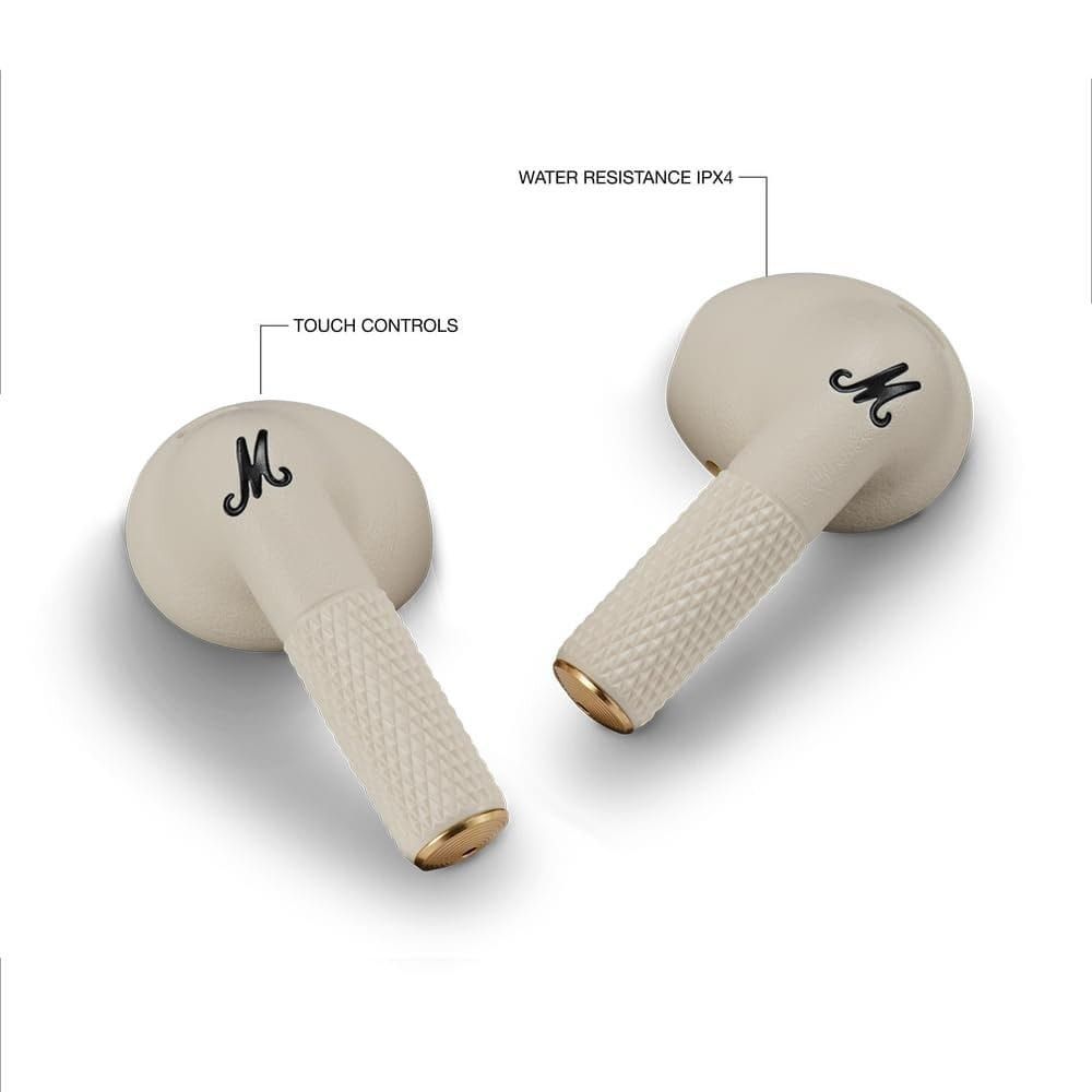 Marshall Minor IV True Wireless Earbuds 30H Playtime Bluetooth LE Audio Touch Controls Fast Charging Open-Fit Design | Cream-1007875