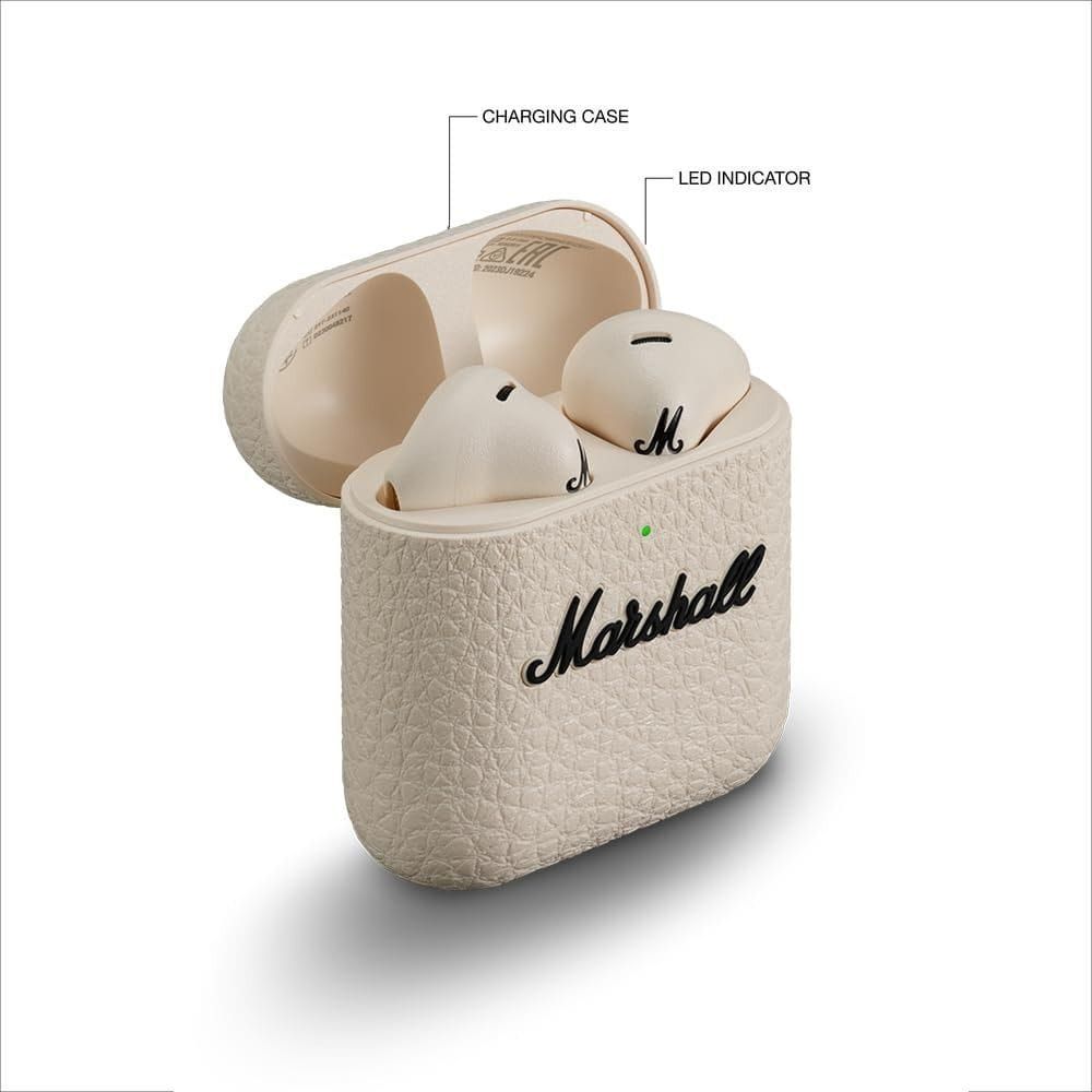 Marshall Minor IV True Wireless Earbuds 30H Playtime Bluetooth LE Audio Touch Controls Fast Charging Open-Fit Design | Cream-1007875