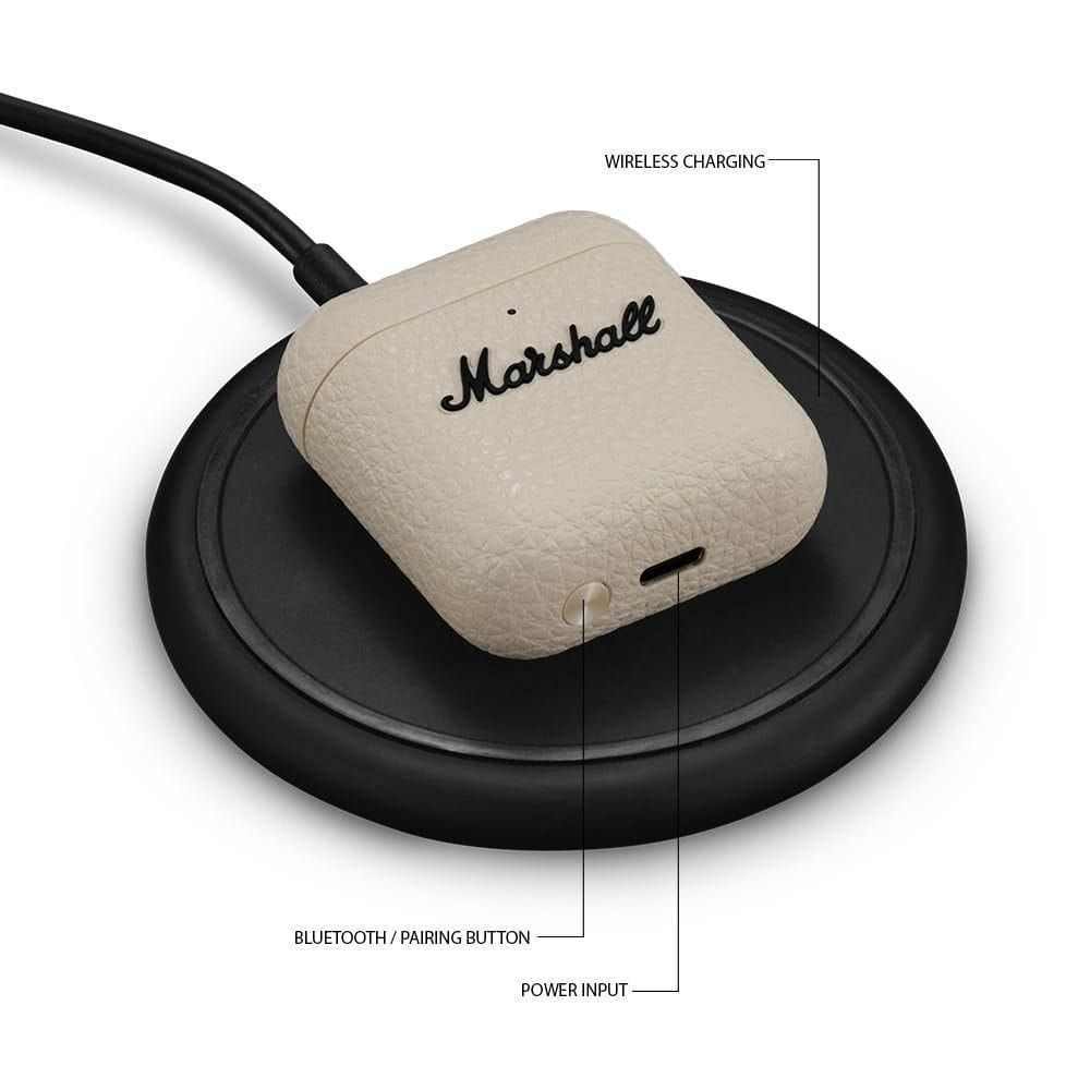 Marshall Minor IV True Wireless Earbuds 30H Playtime Bluetooth LE Audio Touch Controls Fast Charging Open-Fit Design | Cream-1007875