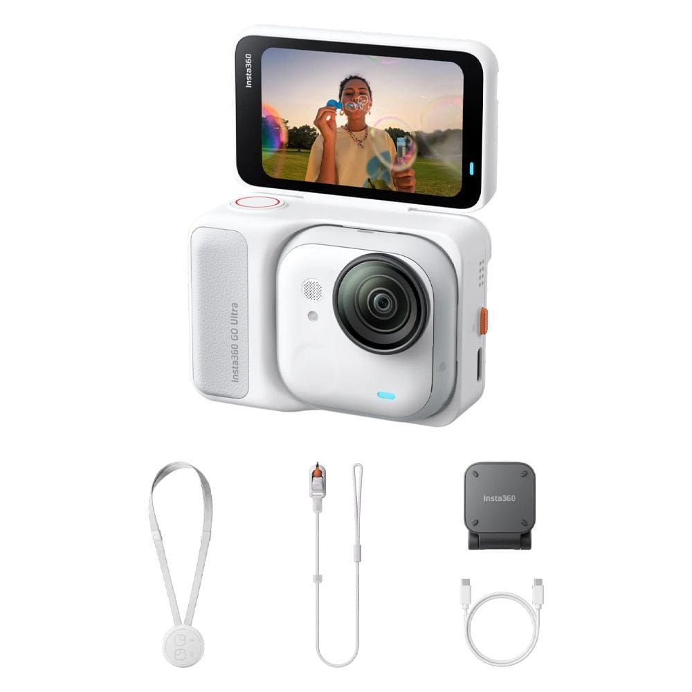 Insta360 GO Ultra Creator Bundle Action Camera, 4K 60fps Video, 50MP Photos, 1/1.28-Inch Sensor, FlowState Stabilization & Magnetic Mounting | Arctic White - 6977644765234