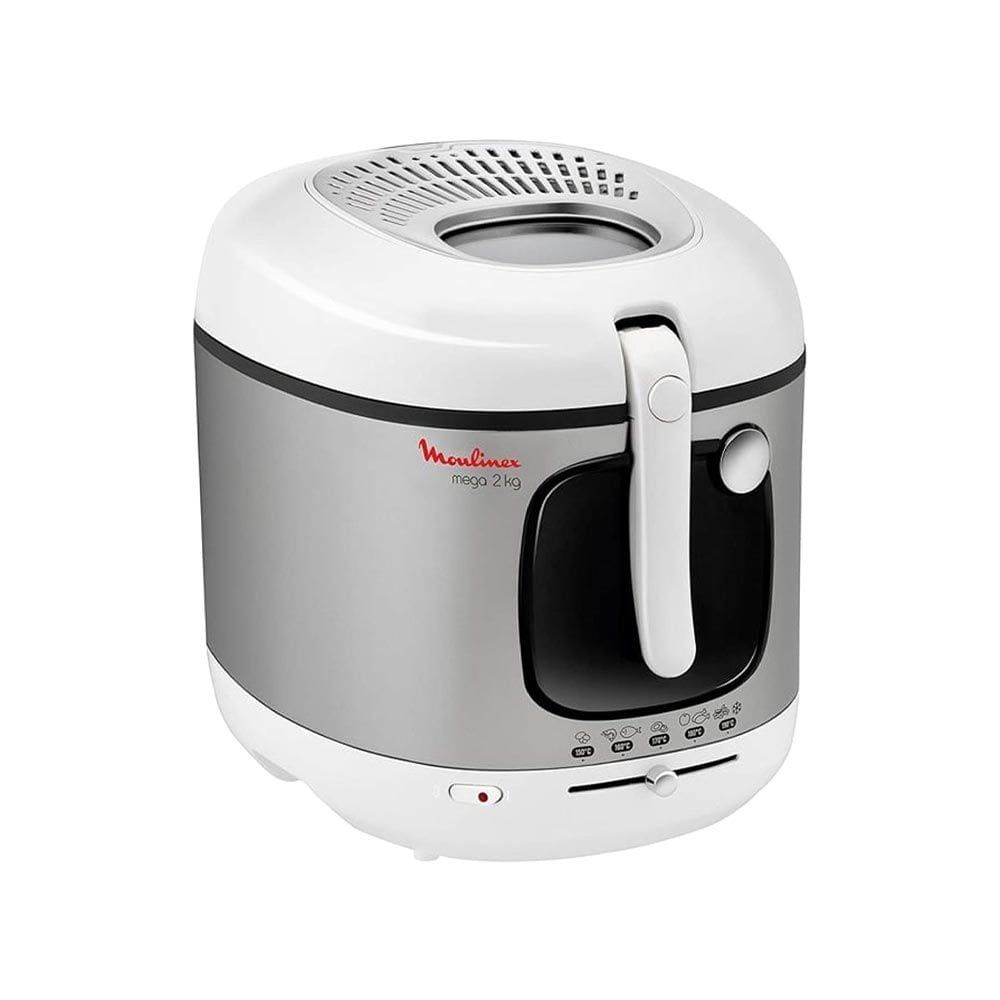 Moulinex Deep Fryer Mega XXL 3.3L, Large 2Kg Food Capacity, Powerful 1960W Performance, Non-Stick Coated Bowl, Automatic Lid Opening - Silver/Gray - AM480027