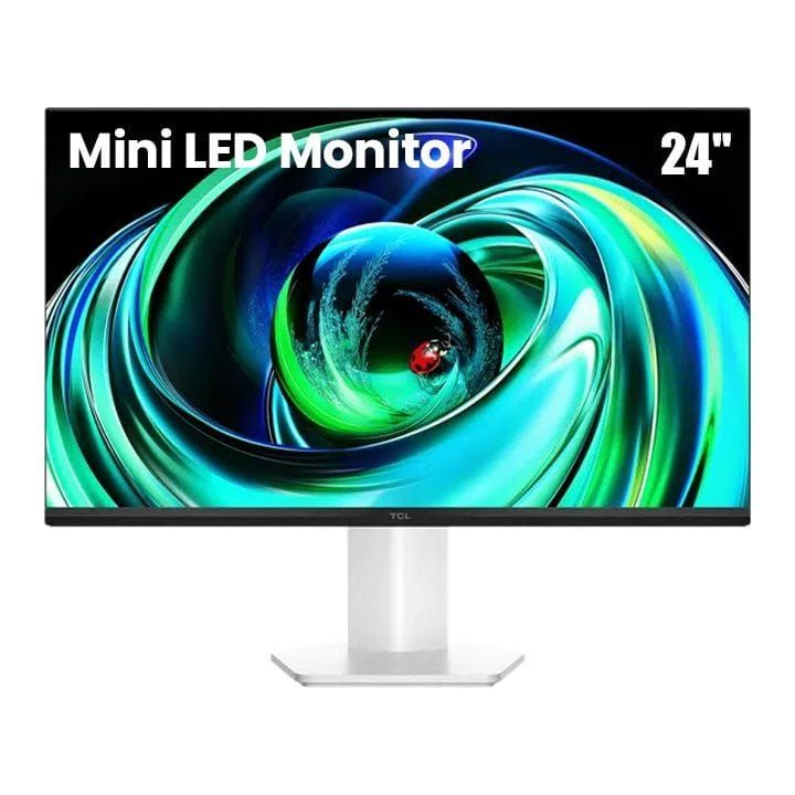TCL Mini LED Monitor 24 Inch, 100Hz Native Refresh Rate, 450nits Peak Brightness, 92%DCI-P3 Wide Color Gamut - White - 24G54