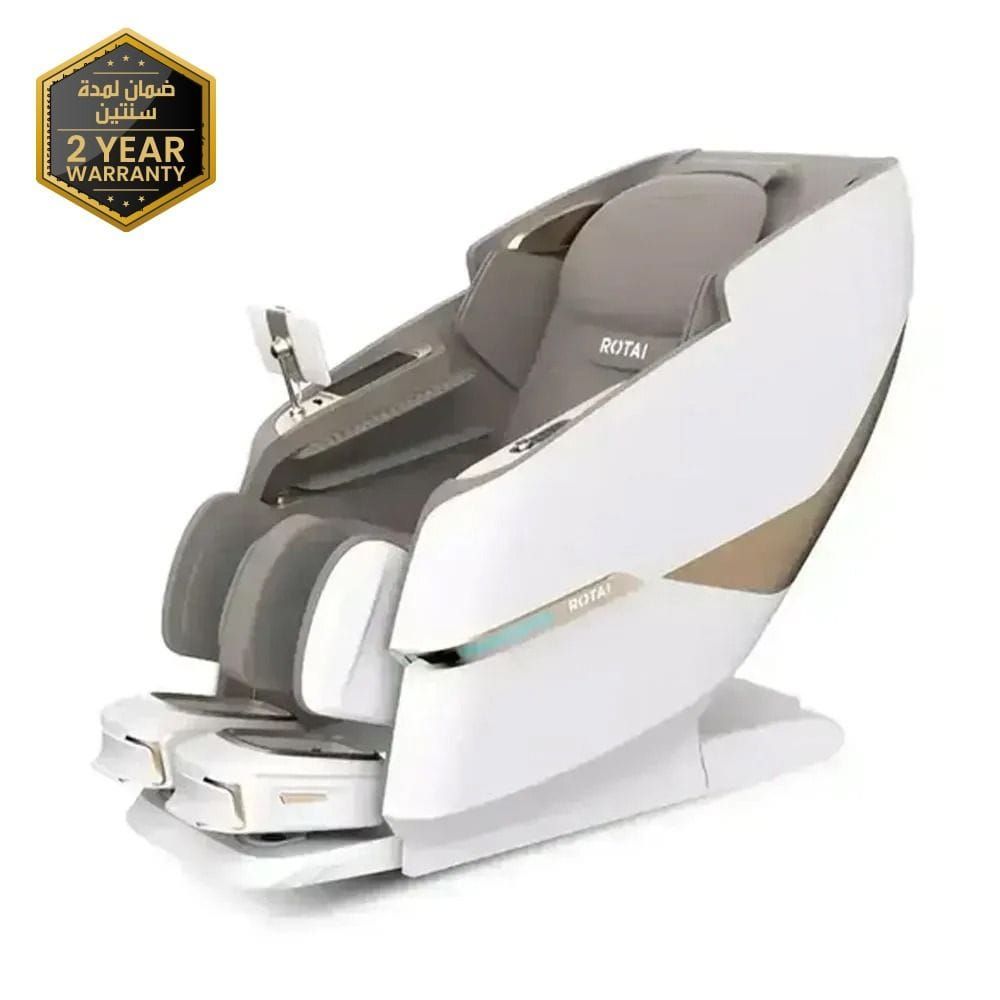 Rotai Massage Chair with 3D Dual Movement, AI Smart Massage, 22 Auto Programs, Hot Compress, Foot Roller & Air Cooling- White | A68MAX