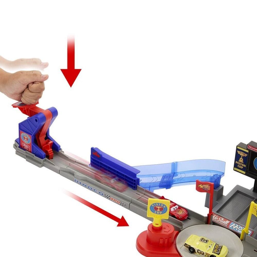 مجموعة ألعاب سباق سيارات ديزني بيكسار من ماتيل، كأس بيستون، سباق السيارات الاستعراضي، مناسبة للأطفال من عمر 4 سنوات فما فوق، تتضمن سيارة لعبة لايتنينغ ماكوين - 194735334612