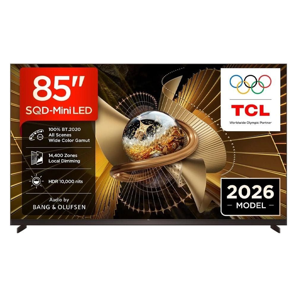 TCL 85 Inch 4K SQD Mini LED Smart Google TV, 144Hz, HDR 10000 Nits,14400 Dimming Zones, Dolby Atmos, B&O Audio, Wi-Fi - 85X11L - Black