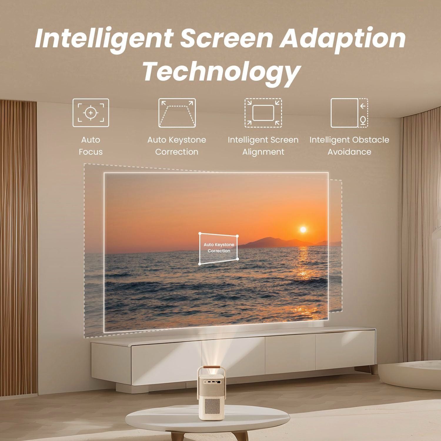 Yaber T2 Plus Portable Projector, 1080P Full HD, 450 ANSI Lumens, JBL Dolby Audio, Auto Focus & Keystone, Google TV | GTV-CBK01054