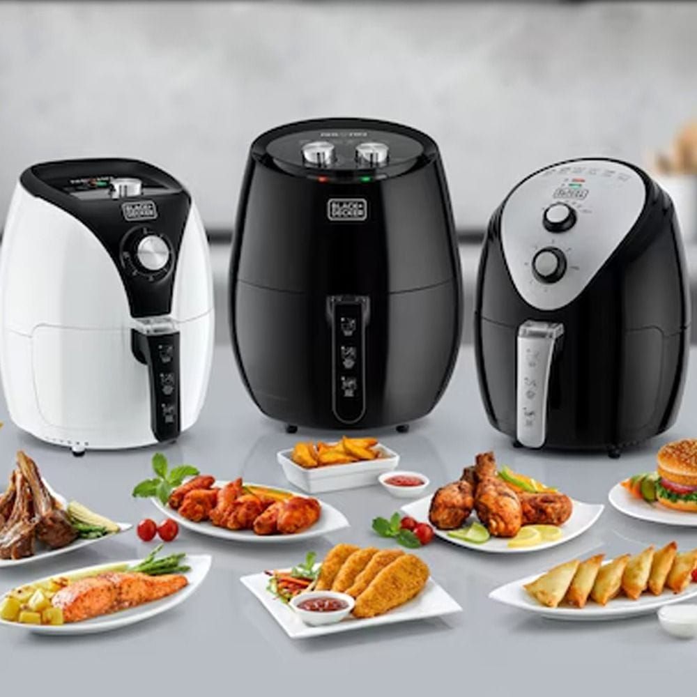Black+Decker 3.5L Manual Air Fryer, 1.2kg Capacity, 1500W, Rapid Air Technology, Adjustable Temperature 80°–200°C, 30-Minute Timer | White | AF220-B5