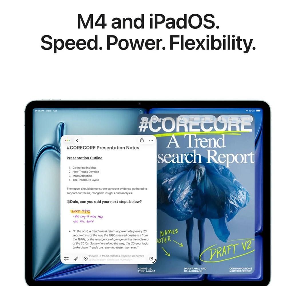 Apple iPad Air 13-inch Wi-Fi + Cellular Tablet, M4 Chip, 256GB Storage, Liquid Retina Display, Apple Intelligence, Touch ID | Starlight - MH9K4AB/A