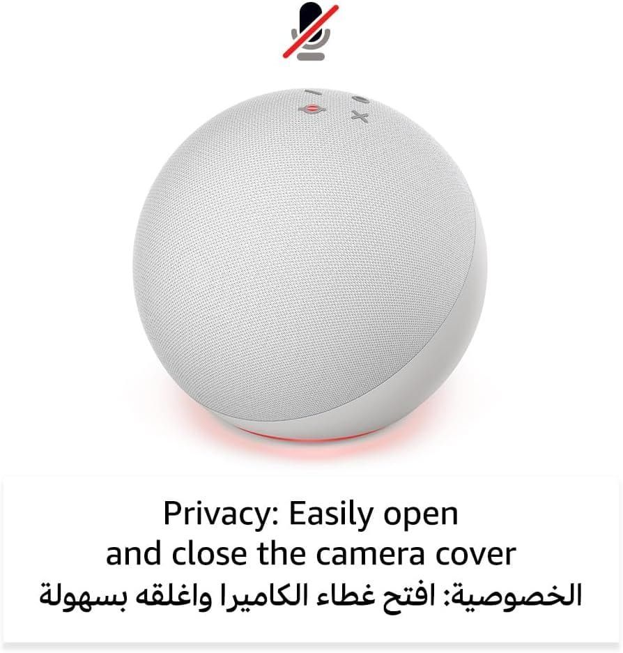 مكبر صوت أمازون إيكو الذكي بتقنية بلوتوث (الجيل الرابع) مع أليكسا، صوت ممتاز، مركز تحكم منزلي ذكي مدمج، تقنية زيجبي، تحكم صوتي عبر الواي فاي