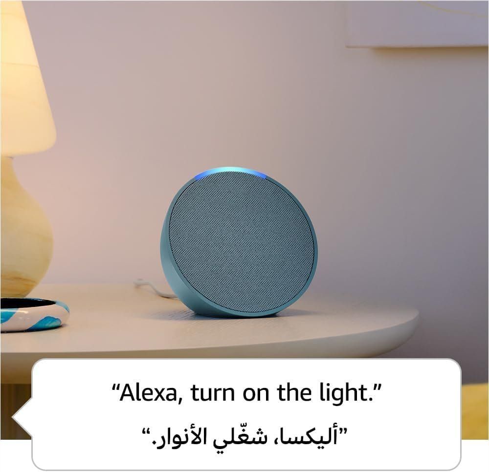 مكبر صوت أمازون إيكو بوب الذكي الصغير مع أليكسا، صوت كامل، اتصال بلوتوث وواي فاي، تحكم ذكي بالمنزل | فحمي