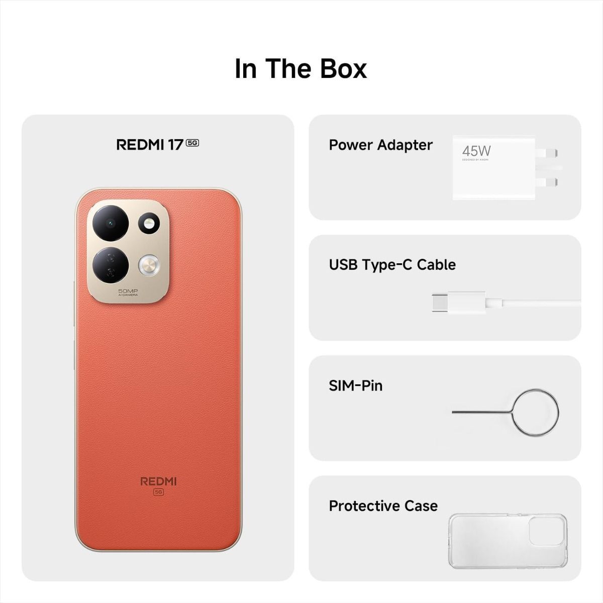 Xiaomi Redmi 17 5G Smartphone, 4GB RAM, 128GB Storage, 7500mAh Battery, 6.9" Immersive Display | Orange
