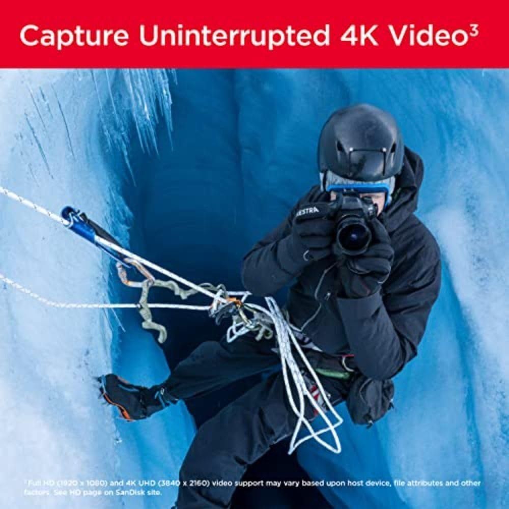 سانديسك إكستريم برو SDXC سعة 64 جيجابايت لتصوير فيديو 4K، UHS-I، فئة 10، U3، V30، أسود