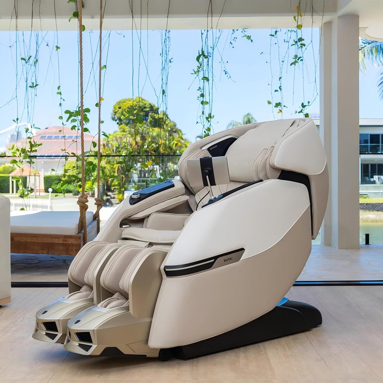 ROTAI Advanced AI Robotic Massage Chair, 4D Dual-Core Full Body Massage, AI Health Scan, Zero Gravity Recline, Triple Foot Reflexology & 22 Auto Programs | Beige - RT8902CG