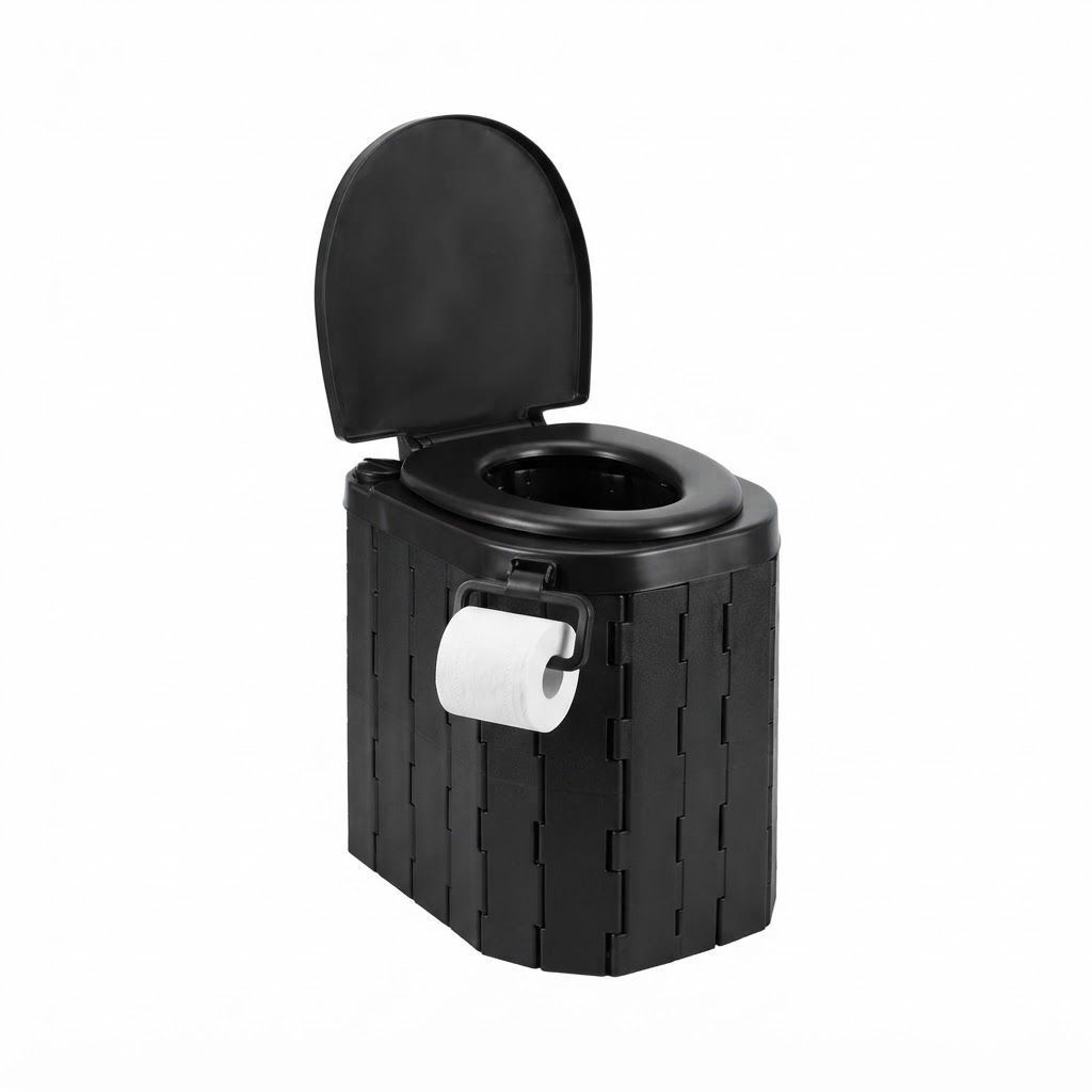 Uniiking Portable Camping Toilet Kit with Pop-Up Privacy Tent, 400 lb Capacity Folding Commode and Portable Waste Bags