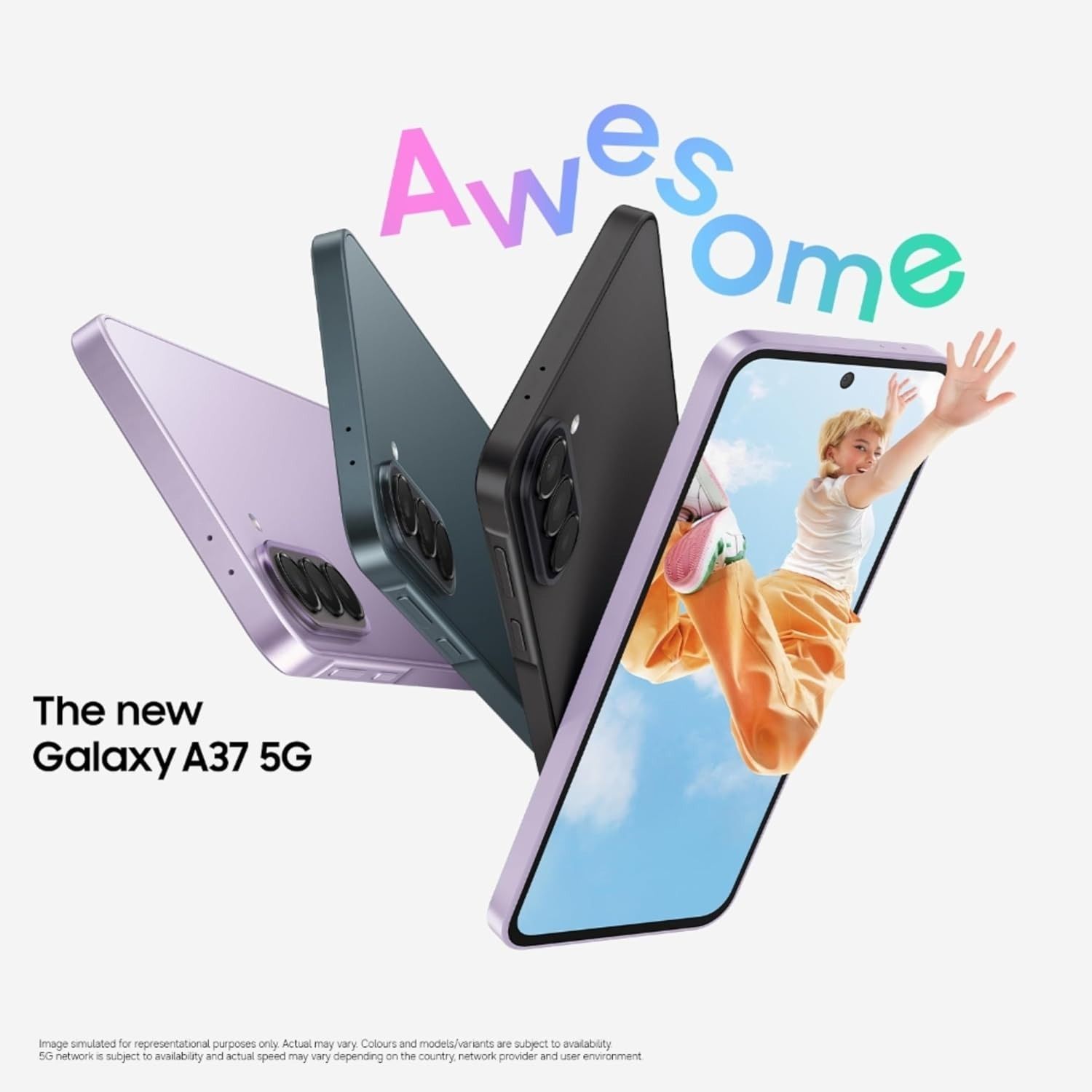 Samsung Galaxy A37 5G SM-A376B, 6.7" FHD+ Super AMOLED, 256GB+8GB RAM, 5000mAh Battery | Awesome Charcoal