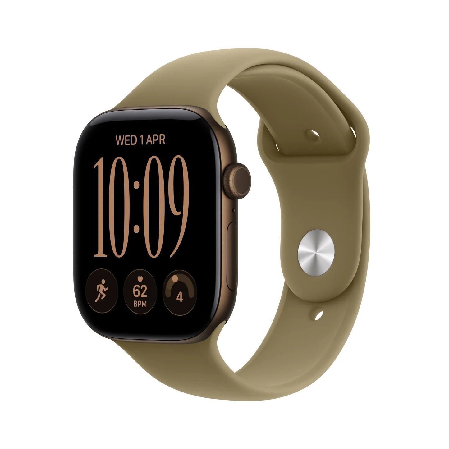 Apple Watch Series 12 GPS 46mm - Dark Bronze Aluminium Case with Olive Sport Band, M/L, Health & Fitness Tracking, Heart Rate & HRV Monitoring | MJEU4AF/A