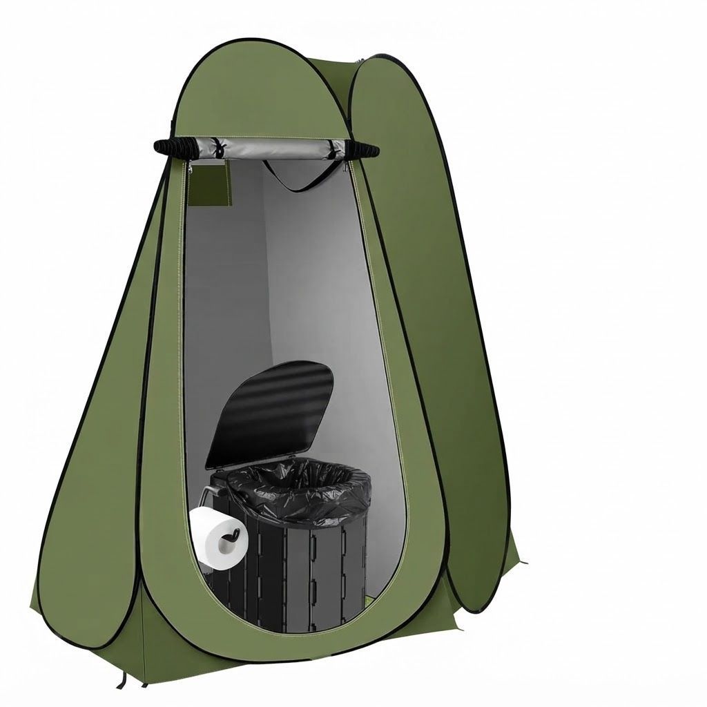 Uniiking Portable Camping Toilet Kit with Pop-Up Privacy Tent, 400 lb Capacity Folding Commode and Portable Waste Bags