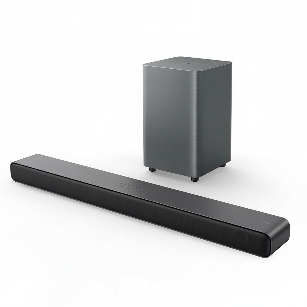 TCL 2.1 Channel Soundbar with Dolby Atmos, DTS Virtual:X, Wireless Subwoofer, Bluetooth, Auto Calibration - S55H - Black