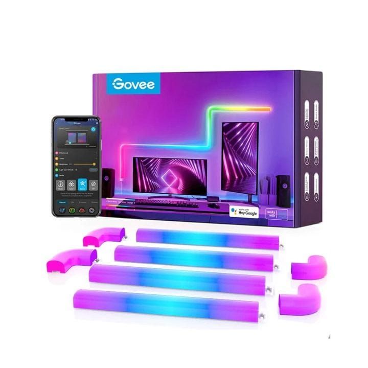 Govee Glide Wall Light 8+4 Modular RGBIC Smart Wall Lighting – App Control, Scene Modes, Smart Gaming Room Lighting | Black – H6062