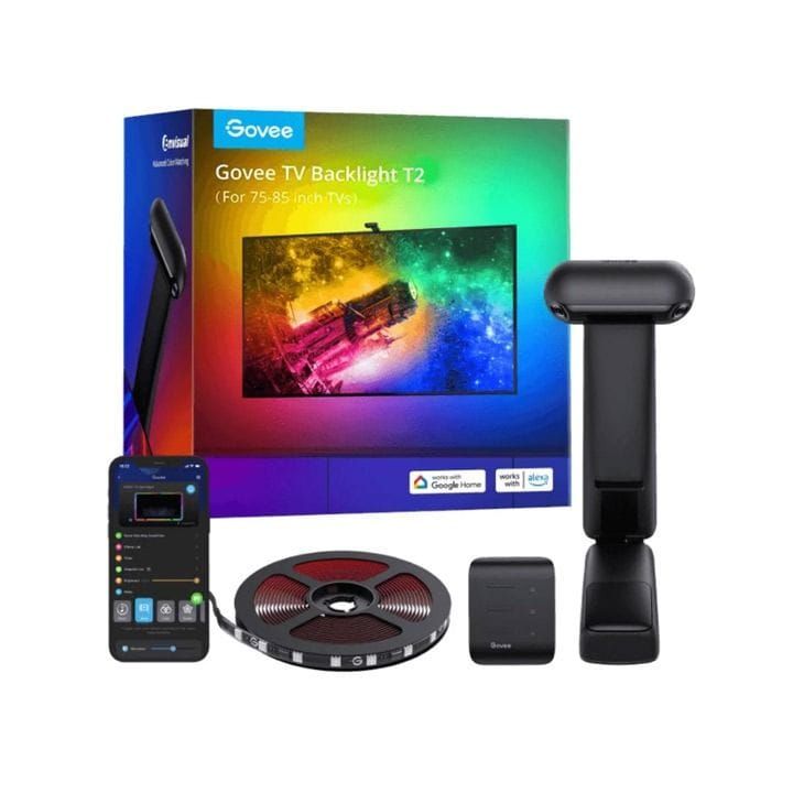 Govee Envisual TV Backlight T2 Smart LED Kit – Dual Cameras Color Sync, Immersive TV Lighting for 75-85 Inch TVs | Black – H605C