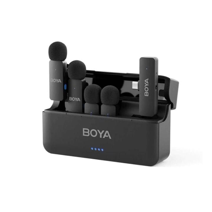 BOYA BY-V4U Mini Wireless Microphone – 2.4GHz Digital Wireless System, Dual-Channel Receiver, USB-C Device Compatible | Black – BY-V4U
